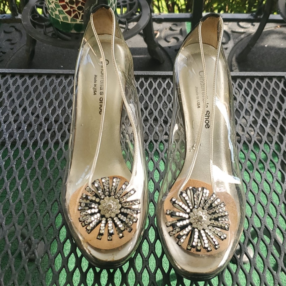 Cinderella Shoe Clear/Blk w/ Similated Stones Shoe